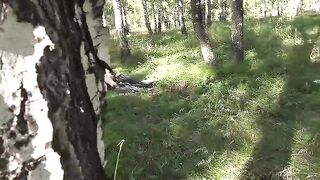 I fondle my vagina in the forest. Natural joy in nature. Public