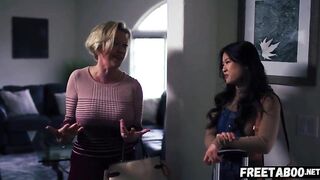 Home Alone With My Stepmom's Sexy Lesbo Bestfriend