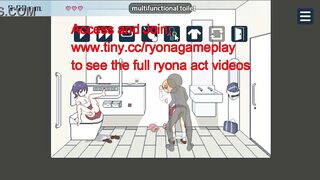 Gorgeous lady having sex in a teach station biffy with with one more lady watching and masturbating in erotic ryona comics gameplay