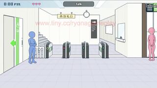 Gorgeous lady having sex in a teach station biffy with with one more lady watching and masturbating in erotic ryona comics gameplay