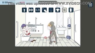 Gorgeous lady having sex in a teach station biffy with with one more lady watching and masturbating in erotic ryona comics gameplay