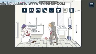 Gorgeous lady having sex in a teach station biffy with with one more lady watching and masturbating in erotic ryona comics gameplay
