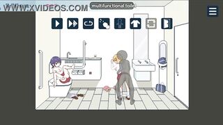 Gorgeous lady having sex in a teach station biffy with with one more lady watching and masturbating in erotic ryona comics gameplay