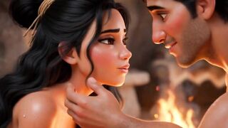 Stone Age Heat Perspired Cavewife Cleans Exposed and Welcomes Spouse Home Passionately (AI generated)