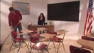 Large bazookas teacher sucks and screws students hard shlong in classroom