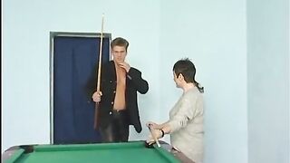 Stockinged older bitch banged hard after pool stick drills her cooch