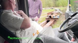 Inside a truck at a rest area – spontaneous homo meeting