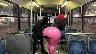 Large Butt Beauty in Ebony Panties Gets Crammed in the Bus and Ends in Ebony Strap
