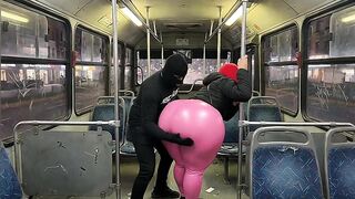 Large Butt Beauty in Ebony Panties Gets Crammed in the Bus and Ends in Ebony Strap