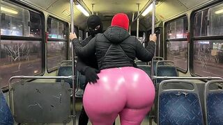 Large Butt Beauty in Ebony Panties Gets Crammed in the Bus and Ends in Ebony Strap