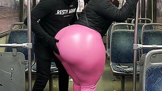 Large Butt Beauty in Ebony Panties Gets Crammed in the Bus and Ends in Ebony Strap