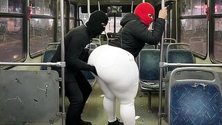Large Booty Lalin girl in Taut White Panties on the Bus Ends in White Strap
