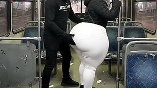Large Booty Lalin girl in Taut White Panties on the Bus Ends in White Strap