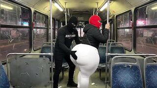 Large Booty Lalin girl in Taut White Panties on the Bus Ends in White Strap