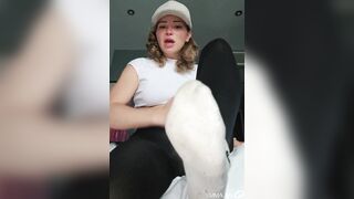 transsexual plays with immodest socks and tights