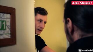 HORNYHOSTEL - Brunette hair Tourist Bad Lady Takes A Lengthy Dong In Her Twat Full Scene