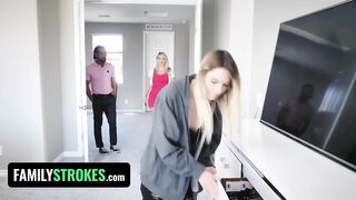 FamilyStrokes - Mischievous Stepdaughter Kenna James Screwed By Stepdad Whilst Eating Stepmom's Cunt