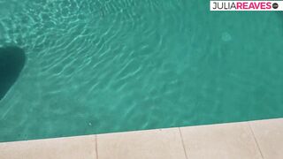Sexy angel rides a monster schlong on the pool to a giant ejaculation