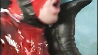 Charming golden-haired bitch in mask gets strangeman's shlong inside her dark hole