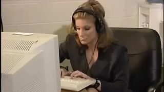 Hawt Golden-haired Secretary Floozy in Blue Underware Likes to Get Banged in the Office
