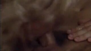 Seductive blond gets her face showered with warm cum