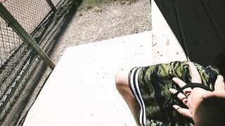 Trying To Not Get Caught In The Park Tugjob & Footjob!