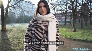 Public Agent Pretty Brunette hair Biology Student Cums Over a Stranger Schlong