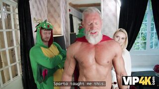 VIP4K. A Role-playing game with Dad ends with a Spunk flow on her Hot Body