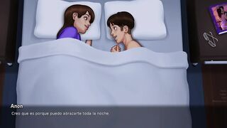 Stepson enters his stepmother's couch at night, they are so in love that they indulge in excitement - summertime saga