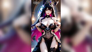 Comics gothic cuties with dyed hair showing off their large melons