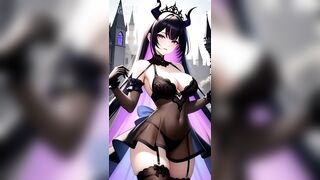 Comics gothic cuties with dyed hair showing off their large melons