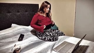 Nicole's Bedtime Snack Stripping, Teasing & Showing off My Large Soft Abdomen