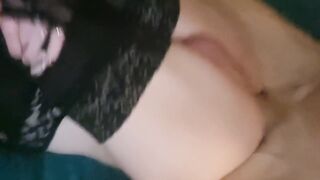 Sissy trans cums from unfathomable creampie