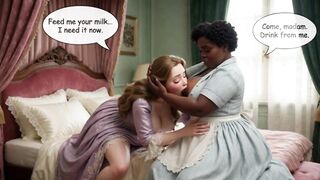 Elegant Lady Receives Warm Nourishment from Her Maid in Delicate Lap and Vehement All-Fours Moments (AI generated)
