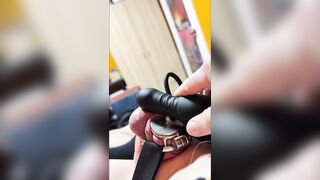 Caged Femboy Frieren Screws Lengthy Sex-toy And Cums With Dildo