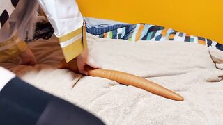 Caged Femboy Frieren Screws Lengthy Sex-toy And Cums With Dildo