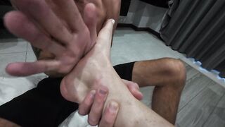 Giving Mastix A Creamy Foot Massage