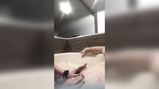 Flab enjoyment in a jacuzzi! Slender n hawt Rachel Wriggler has slippy sliding soapy enjoyment with a large chunky bear
