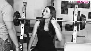 Honey sucks a biggest dick then rides it hard in the gym