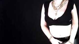 Golden jewelry tease and two cigarettes smokin' seduction (custom)