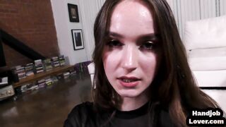 Tugjob girlfriend rubbing love button previous to stroking pov bf
