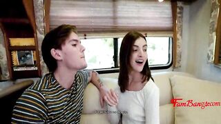 Teen Has Her 1st In The Back Of The Family RV ON A Road Travel