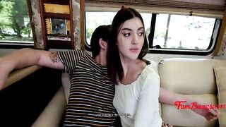 Teen Has Her 1st In The Back Of The Family RV ON A Road Travel