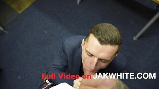 British guys in suits suck the str8 boss schlongs sock in the office - Jak White