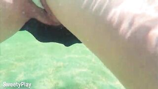 Creampie underwater - Stranger cum inside my cunt on the beach
