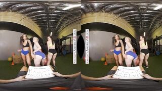 Jazlyn Ray, April Olsen, and Jasmine Wilde take turns squating on your thick schlong