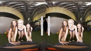 Jazlyn Ray, April Olsen, and Jasmine Wilde take turns squating on your thick schlong