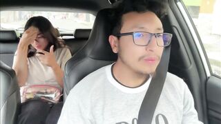 Hot large booty woman masturbates in Uber, part 1
