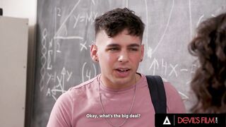 DEVILS FILM - Wild Teacher Victoria Voxxx Gets Butt Banged And Cum In The Throat By Her Student