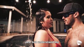 Spouse gives his breasty Latin chick a pool and that babe cheats on him by sucking the instructor's ramrod